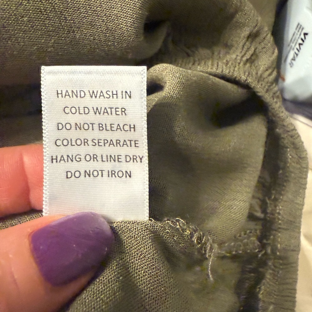 Charlotte Russe army green Boho top elastic at neck cuffs & waist Womens size SM - Picture 9 of 9